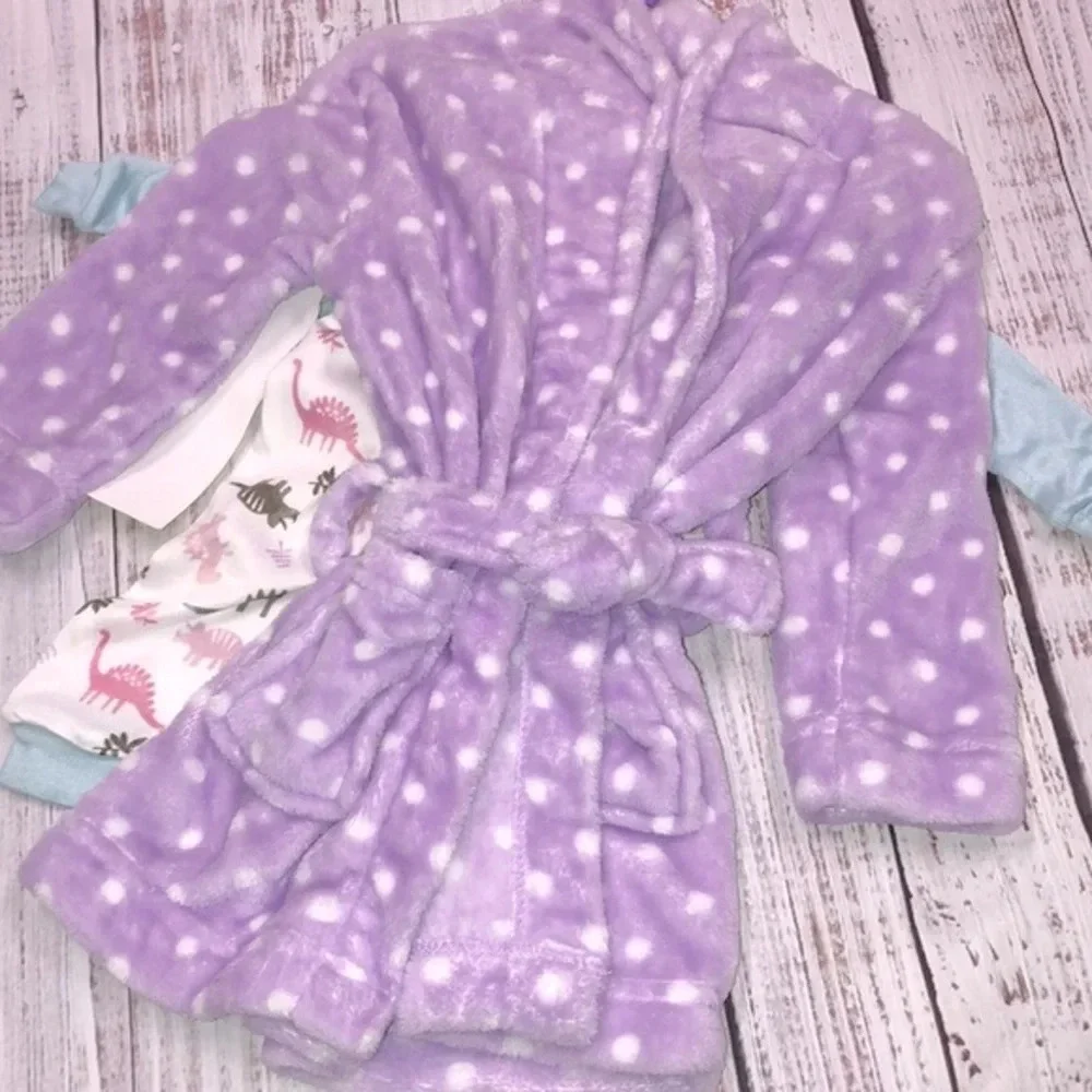 Wonder Nation 3 piece set pajamas & robe for little girls 12 months new with tag